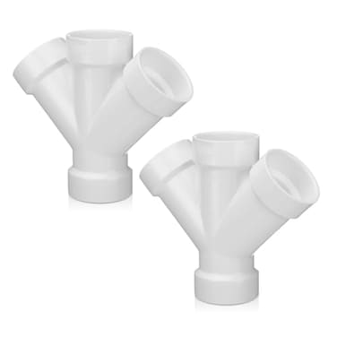 Pushglossy 2 Pcs 1 12 Inch Hub PVC DWV Double Wye Schedule 40 for Use in Sanitary Drainage Waste and Ventilation DWV Sewer and Stormwater Applications White