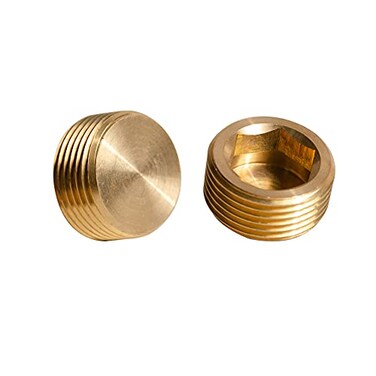 Quickun Brass Fitting 1 Brass Hex Plug Pipe Fitting Internal Hex Thread Socket Plug Pack of 2