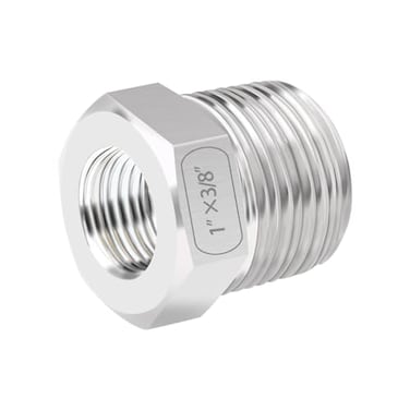 Quickun Stainless Steel Reducing Hex Bushing 1 Male NPT to 38 Female NPT Reducer Bushing Pipe Hose FittingPack of 1