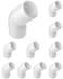 QWORK 1 45 Degree Elbow PVC Fitting 2 Way 10 Pack Furniture Grade for Building Furniture and PVC Structures White