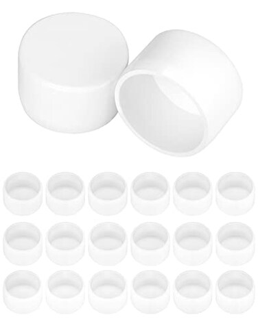 QWORK 114 Inch PVC Pipe End Cap Fitting 20 Pcs Furniture Grade SCH40 Pipe Plug Socket Fitting Adapter External End Cap Flat PVC Cap White