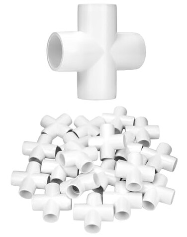 QWORK 4 Way 12 Cross PVC Fitting 20 Pack PVC Fitting Connector Furniture Grade for Building Furniture and PVC Structures White