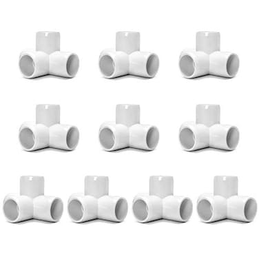 QWORK 4Way 12 Tee PVC Fitting Elbow 10 Pack PVC Fitting Connector Furniture Grade White