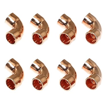 RLECS 8PCS 38inch ID 90 Degree Copper Elbow ShortTurn Copper Pipe Fitting Connector Copper Coupling Fittings for Plumbing 952x09