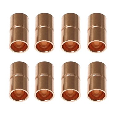 RLECS 8pcs Straight Copper Coupling Rolled Tube Stop Pipe Fitting 14 Inch ID Welding Joint for HVAC Air Conditioner