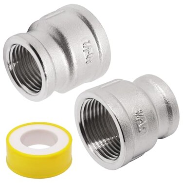 S SYDIEN Reducing Coupling 34 x 12 NPT Female Threaded Pipe Fitting 304 Stainless Steel 2 Pack