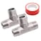 S SYDIEN Tee Pipe Fittings 304 Stainless Steel Tee 12 x 12 x 12 Male NPT Thread T Shaped 3 Way Cast Pipe Fitting 2 Pack