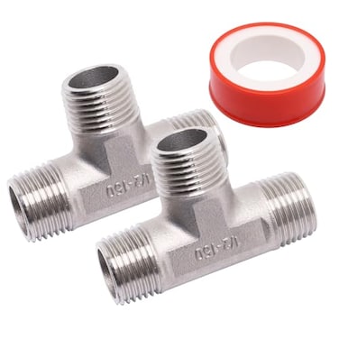 S SYDIEN Tee Pipe Fittings 304 Stainless Steel Tee 12 x 12 x 12 Male NPT Thread T Shaped 3 Way Cast Pipe Fitting 2 Pack
