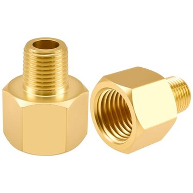 SDTC Tech 2Pack Brass Pipe Fitting 18 NPT Thread Male to 14 NPT Thread Female Reducer Adapter Brass Pipe Extension Connectors