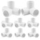SDTC Tech 34 PVC Fitting Kit Furniture Grade Pipe Elbow Connector for DIY PVC Shelf Garden Support Structure Storage Frame White 4x 4 Way 4x 3 Way