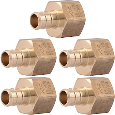 SharkBite 12 x 12 Inch FNPT Crimp Adapter Pack of 5 Brass Plumbing Fitting PEX Pipe PERT UC072LFA5