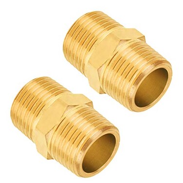 SUNGATOR 12 Inch Male Hex Nipples 12 NPT Male Brass Pipe Fitting Adapters Brass 12 Hex Nipple Pipe Extension Fittings 2Pack