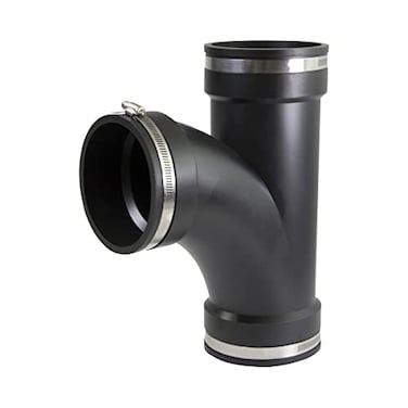 SUPPLYGIANT Supply Giant 6I7J Flexible Tee Coupling with Stainless Steel Clamps 45 Inner Diameter for 4 Nominal Pipe Black