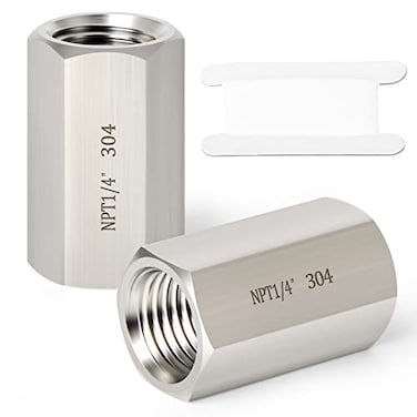 TAISHER 2PCS Forging of 304 Stainless Steel Full Hex Coupling 14Inch Female Pipe x 14Inch Female Pipe Fitting