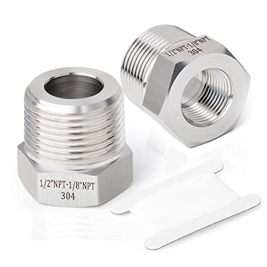 TAISHER 2PCS Forging of 304 Stainless Steel Reducer Hex Bushing 12 Male NPT to 18 Female NPT Reducing Forging Pipe Adapter Fitting