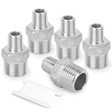 TAISHER 5PCS Cast 304 Stainless Steel Hex Nipple Reducer Pipe Fitting 12Inch Male Pipe x 14Inch Male Pipe