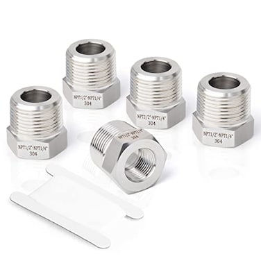 TAISHER 5PCS Forging of 304 Stainless Steel Reducer Hex Bushing 12 Male NPT to 14 Female NPT Reducing Forging Pipe Adapter Fitting