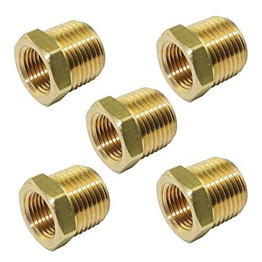 TL TOOLEGIN 12 NPT Male x 14 NPT Female Brass Bushing Reducer Reducing Pipe Adapter Fitting 5pcs 1200 PSI
