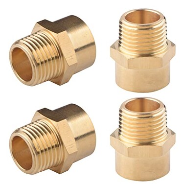 Tsinghwang 4 Pack G 12 BSP Female Thread to US 12 NPT Male Thread Brass Pipe Fitting AdapterG to NPT Adapter 12 Inch Converter Connector