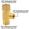 Uenede 2Pack Brass Angle Stop AddATee Valve 38 Inlet x 14 x 38 Outlet 3Way Water Line Splitter