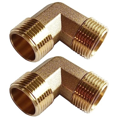 Uenede 2PCS Brass Elbow Pipe Fitting 12 NPT Male x 12 NPT Male for WaterOilGas