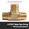 Uenede 2PCS Brass Tee Pipe Fitting 12 NPT Male for WaterOilGas