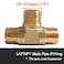 Uenede 2PCS Brass Tee Pipe Fitting 12 NPT Male for WaterOilGas