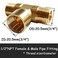 Uenede 2PCS Brass Tee Pipe Fitting 12 NPT Male x 12 NPT Female x 12 NPT Male for WaterOilGas