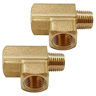 Uenede 2PCS Brass Tee Pipe Fitting 14 NPT Female x 14 NPT Female x 14 NPT Male for WaterOilGas