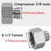 Uenede 3PCS Water Line Adapter 12 Female to 38 Male Reducer Connector Brass Nickel Plating Compression Fitting for Kitchen Bathroom Faucet Supply Line Hose Stop Valve with Rubber Washer