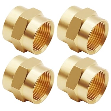 Uenede 4PCS 12 Inch NPT Brass Hex Nipple Coupling 12 NPT x 12 NPT Female Threaded Equal Diameter Coupler Air Hose Pipe Fittings Adapter for WaterOilGas