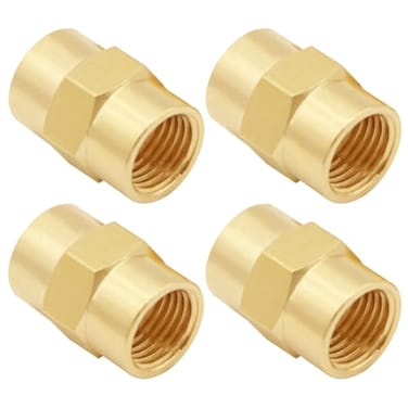 Uenede 4PCS 38 Inch NPT Brass Hex Nipple Coupling 38 NPT x 38 NPT Female Threaded Equal Diameter Coupler Air Hose Pipe Fittings Adapter for WaterOilGas