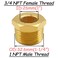 Uenede 4PCS Brass Reducer Bushing 1 NPT Male to 34 NPT Female Thread Hex Reducing Convert Adapter Pipe Fitting Connector for WaterOilGas