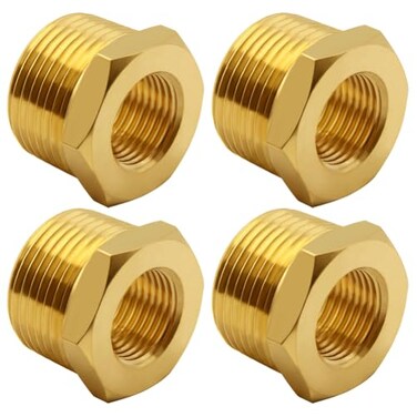 Uenede 4PCS Brass Reducer Bushing 1 NPT Male to 34 NPT Female Thread Hex Reducing Convert Adapter Pipe Fitting Connector for WaterOilGas