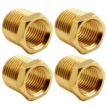 Uenede 4PCS Brass Reducer Bushing 38 NPT Male to 14 NPT Female Thread Hex Reducing Convert Adapter Pipe Fitting Connector for WaterOilGas