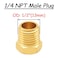 Uenede 6PCS Brass 14 Inch NPT Plug Outer Hex 14 NPT Male Thread Socket Pipe End Plugs Fitting for WaterOilGas