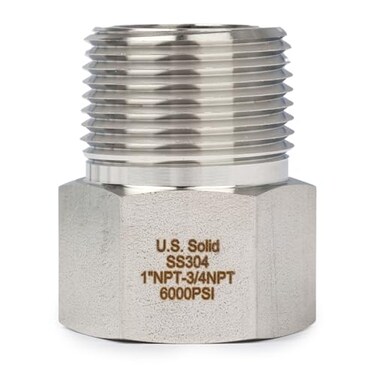U.S. Solid US Solid 304 Stainless Steel 6000 Psi Hex Bushing Reducer MaleFemale1 34 NPT