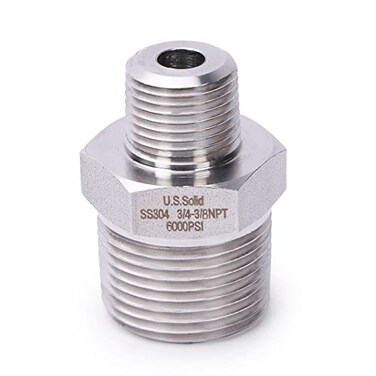 U.S. Solid US Solid 304 Stainless Steel Hex Nipple 6000 psi High Pressure Heavy Duty Pipe Fitting 1 pc 34 x 38 NPT Male
