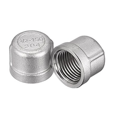 uxcell 304 Stainless Steel Pipe End Cap Fitting 12 NPT Female Thread Plug 2pcs