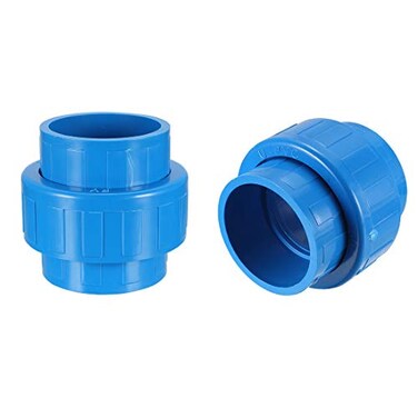 uxcell 32mm X 32mm PVC Pipe Fitting Union Solvent Socket Quick Connector Blue 2pcs