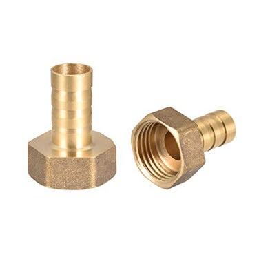 uxcell Brass Hose Barb Fitting Connector 12mm Barb G12 Female Thread Pipe Adapter 2Pcs