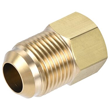 uxcell Brass Pipe fitting 12 SAE Flare Male 14 SAE Female Thread Tubing Adapter Connector for Air Conditioner Refrigeration