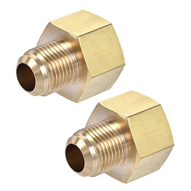 uxcell Brass Pipe Fitting 38 SAE Flare Male 12 SAE Female Thread Tube Adapter Connector for Air Conditioner Refrigeration 2Pcs