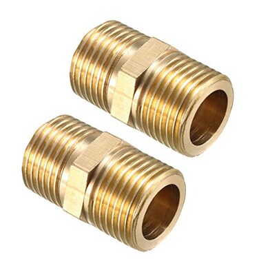 uxcell Brass Pipe Fitting Hex Nipple 12 BSP Male X 12 BSP Male Thread Connector 2pcs