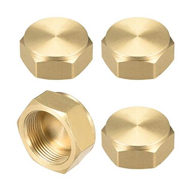 uxcell M20x10 Pipe Fitting Cap Brass Hex Female Thread Hose Connector for Garden and Outdoor Water Pipes Nozzle Joints 4Pcs