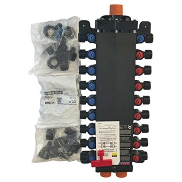 Viega 50250 12Inch PureFlow Zero Lead Poly Alloy PEX Crimp Manabloc With 18 Ports 10 Cold 8 Hot
