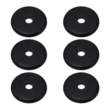 LC LICTOP Wall Split Flange Escutcheon Plate for 04 Inch Pipe 6Pcs Black ABS Round Hole Cover 2 Inch SelfAdhesive Pipe Cover Water Pipe Wall Hole Decoration for Laundry Bathroom Kitchen