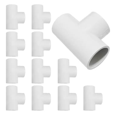 WESUA 3 Way Flush 34 SCH40 TEE PVC Fitting Pipe Connector 12 Pack