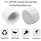 YSIL 12 Inch PVC Female End Cap Plug Threaded Water End Cap Connector PVC Pipe Fittings for Plumbing Water Line 12 Pack White