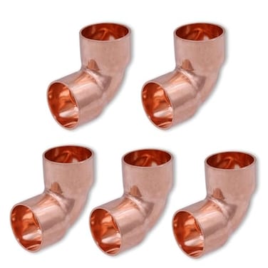 YTKavq 38 Copper Elbow90 Degree Copper Fitting Welding Joint for HVAC and Refrigeration with Rolled Tube Stop Sweat EndsPack of 5